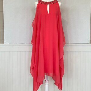 Badgley Mischka Coral, Beaded Formal Dress Sz16